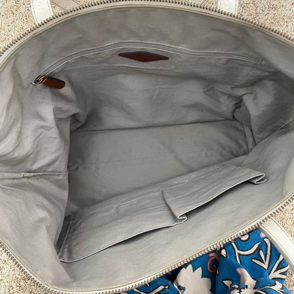 Fossil White Pebbled Leather Laptop Bag - Picture 7 of 7